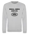 Свитшот Real men drive Land Rover Серый меланж фото