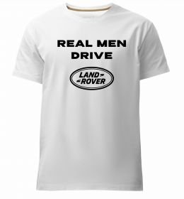 Мужская премиум футболка Real men drive Land Rover