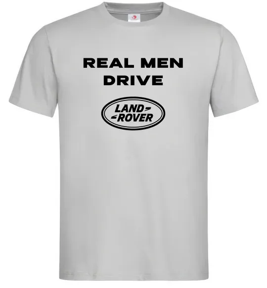 Чоловіча футболка Real men drive Land Rover Сірий фото