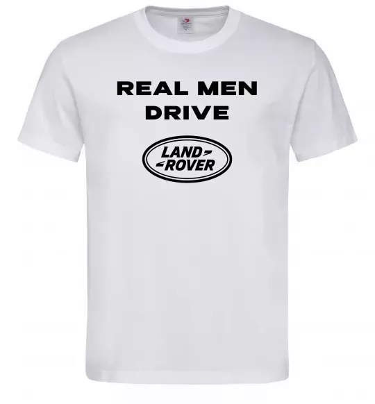 Чоловіча футболка Real men drive Land Rover Білий фото