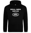Чоловіча толстовка (худі) Real men drive Land Rover Чорний фото