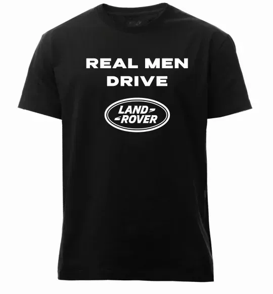 Мужская премиум футболка Real men drive Land Rover Черный фото