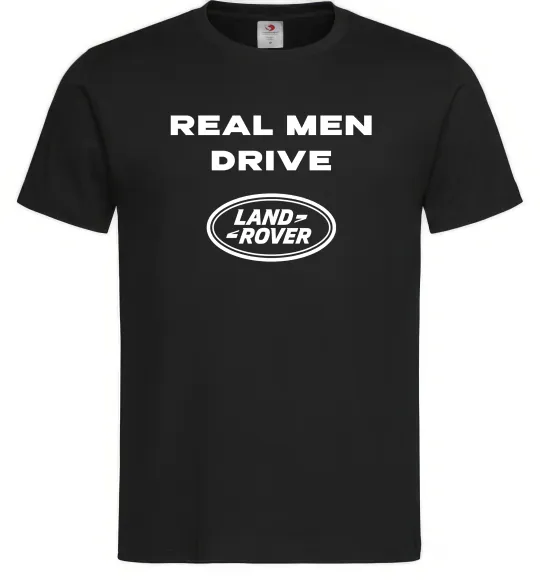 Чоловіча футболка Real men drive Land Rover Чорний фото