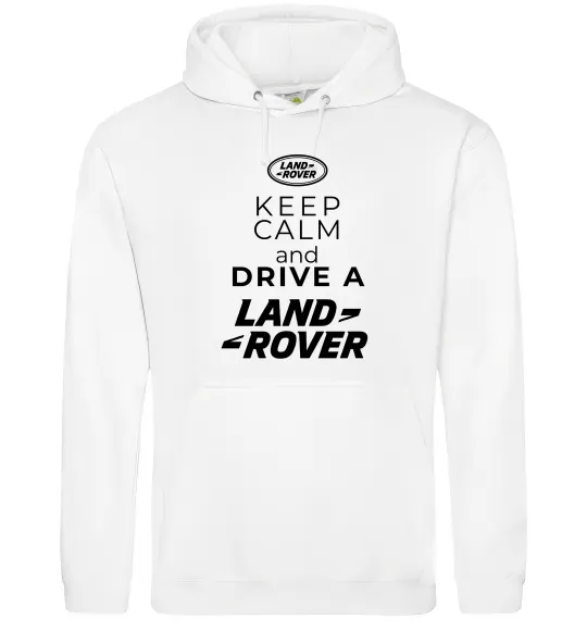Женская толстовка (худи) Keep calm and drive Land Rover Белый фото