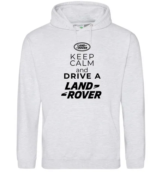 Женская толстовка (худи) Keep calm and drive Land Rover Серый меланж фото