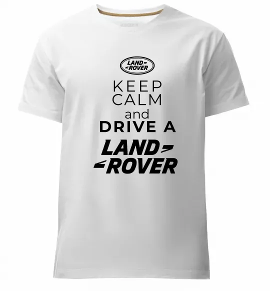 Чоловіча преміум футболка Keep calm and drive Land Rover Білий фото