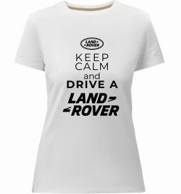 Женская премиум футболка Keep calm and drive Land Rover