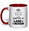 Чашка з кольоровою ручкою Keep calm and drive Land Rover Червоний фото