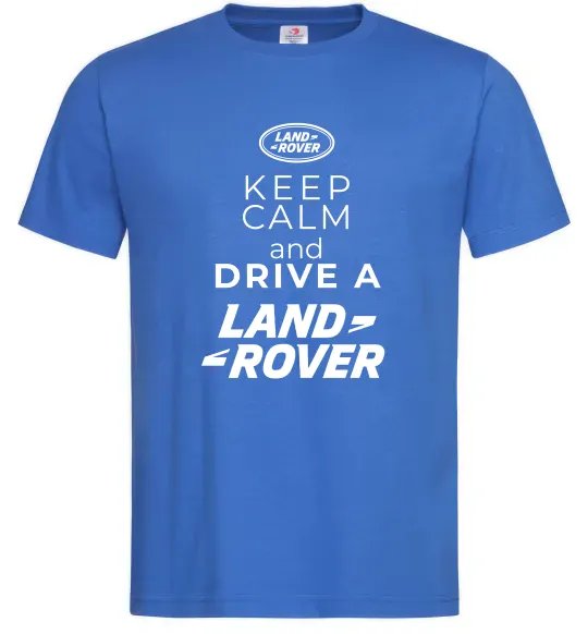 Чоловіча футболка Keep calm and drive Land Rover Яскраво-синій фото