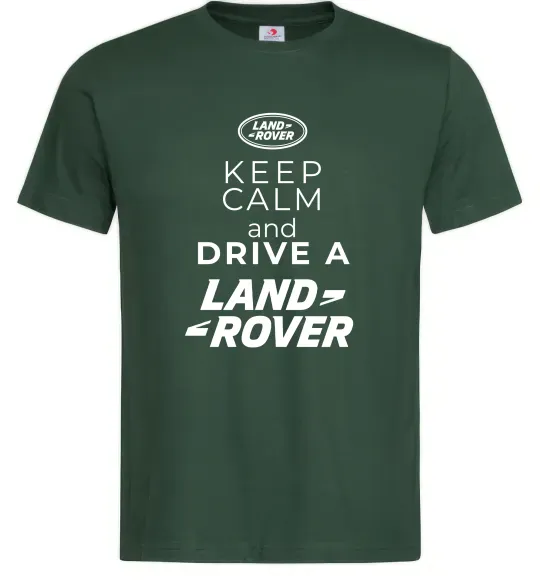 Чоловіча футболка Keep calm and drive Land Rover Темно-зелений фото
