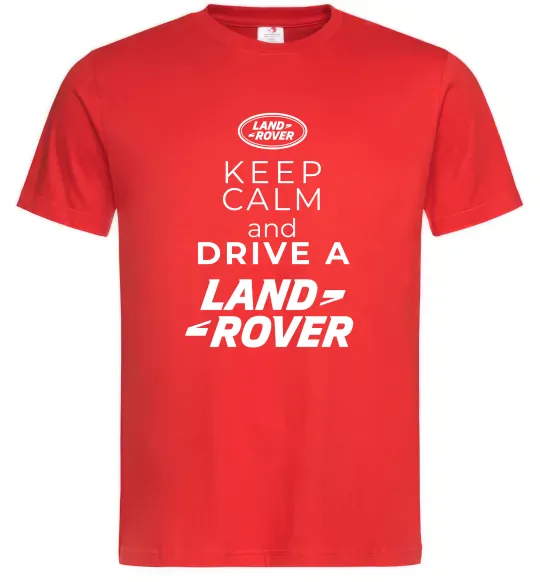 Чоловіча футболка Keep calm and drive Land Rover Червоний фото
