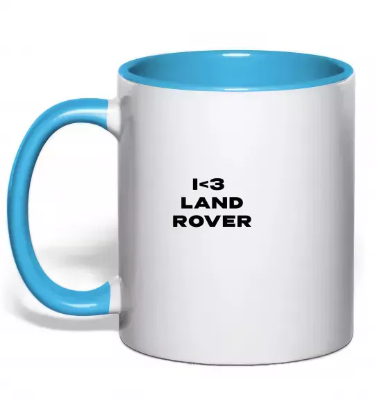 Чашка с цветной ручкой I <3 Land Rover Голубой фото