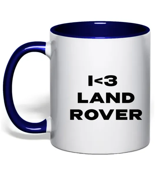 Чашка с цветной ручкой I <3 Land Rover Глубокий темно-синий фото