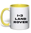 Чашка с цветной ручкой I <3 Land Rover Лимонный фото