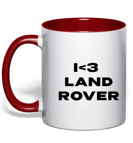 Чашка с цветной ручкой I <3 Land Rover Красный фото
