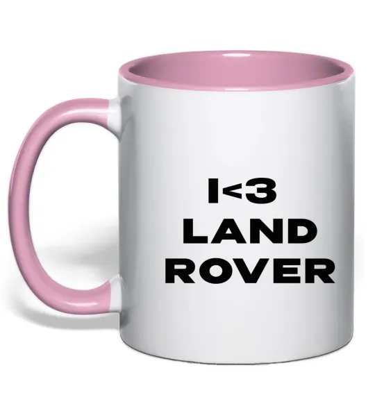 Чашка с цветной ручкой I <3 Land Rover Нежно розовый фото