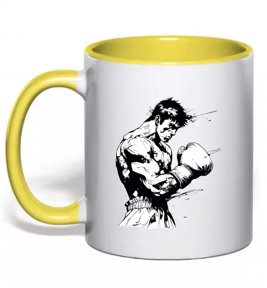 Чашка с цветной ручкой Боксер Солнечно желтый фото