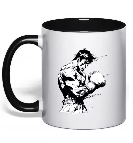 Чашка с цветной ручкой Боксер Черный фото