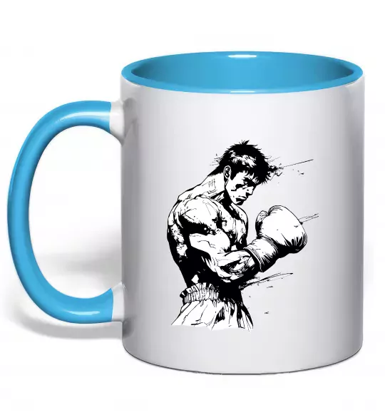 Чашка с цветной ручкой Боксер Голубой фото