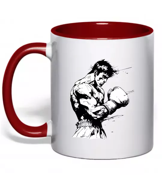 Чашка с цветной ручкой Боксер Красный фото