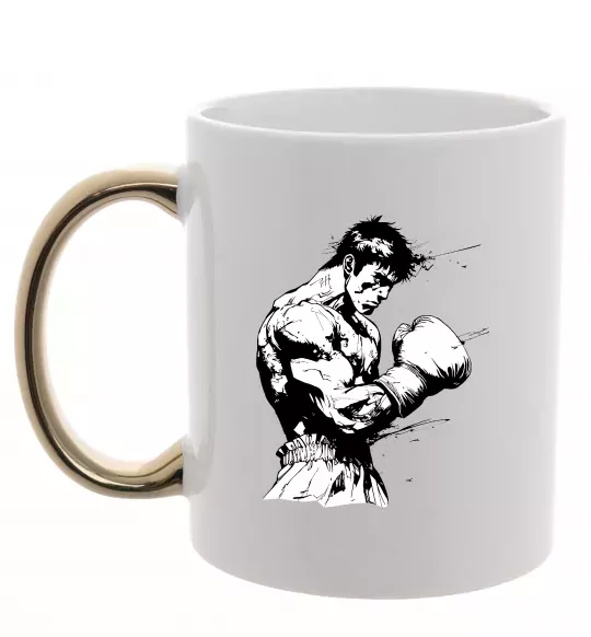 Чашка с цветной ручкой Боксер Золото фото