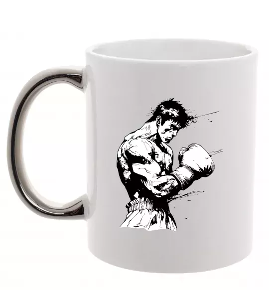 Чашка с цветной ручкой Боксер Серебро фото