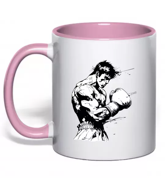 Чашка с цветной ручкой Боксер Нежно розовый фото