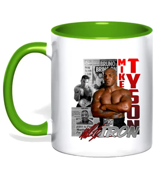 Чашка з кольоровою ручкою Mike Tyson Лаймовий фото