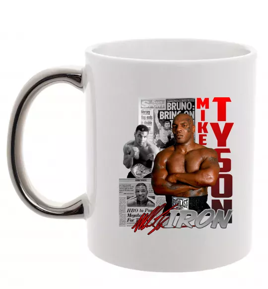 Чашка з кольоровою ручкою Mike Tyson Срібло фото