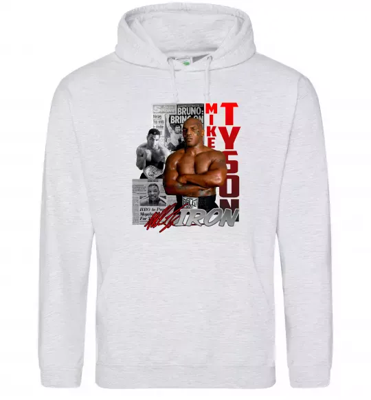 Чоловіча толстовка (худі) Mike Tyson Сірий меланж фото