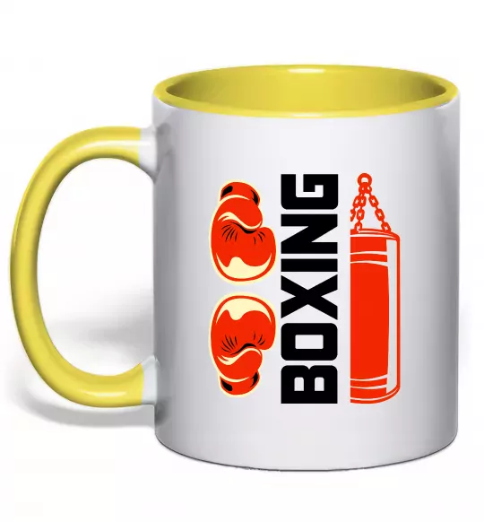 Чашка с цветной ручкой Boxing рукавиці та груша Солнечно желтый фото