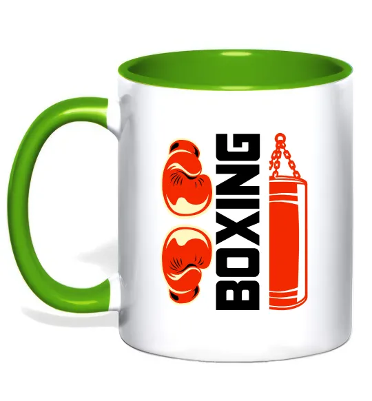 Чашка з кольоровою ручкою Boxing рукавиці та груша Лаймовий фото