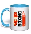 Чашка с цветной ручкой Boxing рукавиці та груша Голубой фото