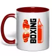 Чашка с цветной ручкой Boxing рукавиці та груша Красный фото