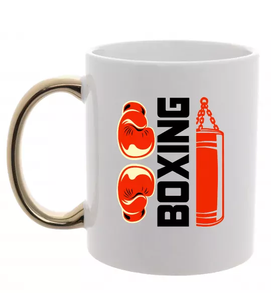 Чашка с цветной ручкой Boxing рукавиці та груша Золото фото