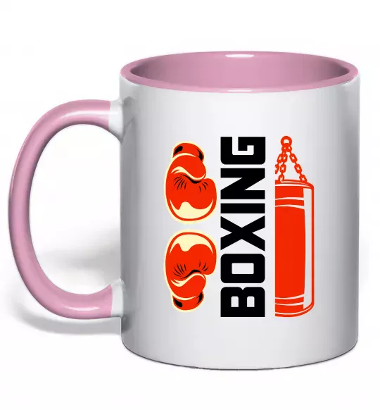 Чашка с цветной ручкой Boxing рукавиці та груша Нежно розовый фото