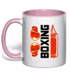 Чашка с цветной ручкой Boxing рукавиці та груша Нежно розовый фото