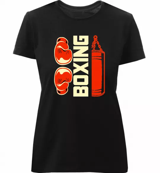 Женская премиум футболка Boxing рукавиці та груша Черный фото