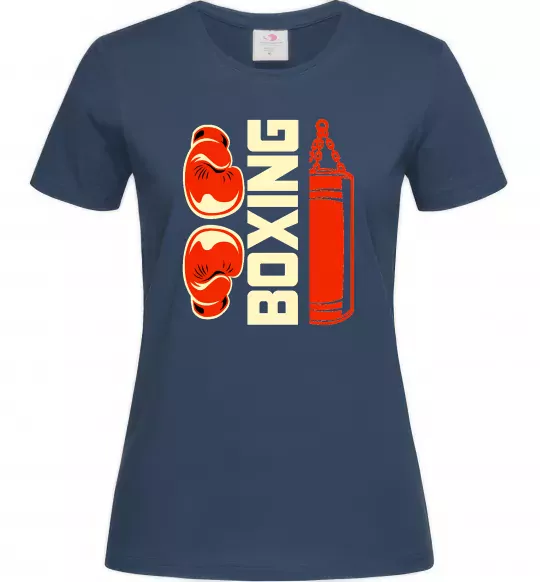 Жіноча футболка Boxing рукавиці та груша Темно-синій фото