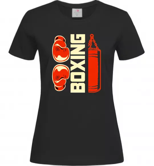Жіноча футболка Boxing рукавиці та груша Чорний фото