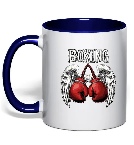 Чашка з кольоровою ручкою Boxing wings Глибокий темно-синій фото