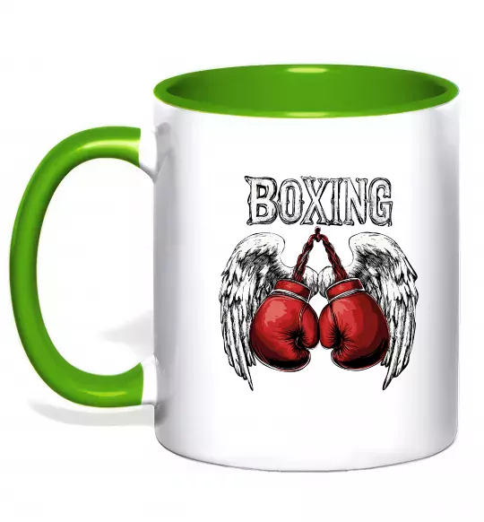 Чашка з кольоровою ручкою Boxing wings Зелений фото