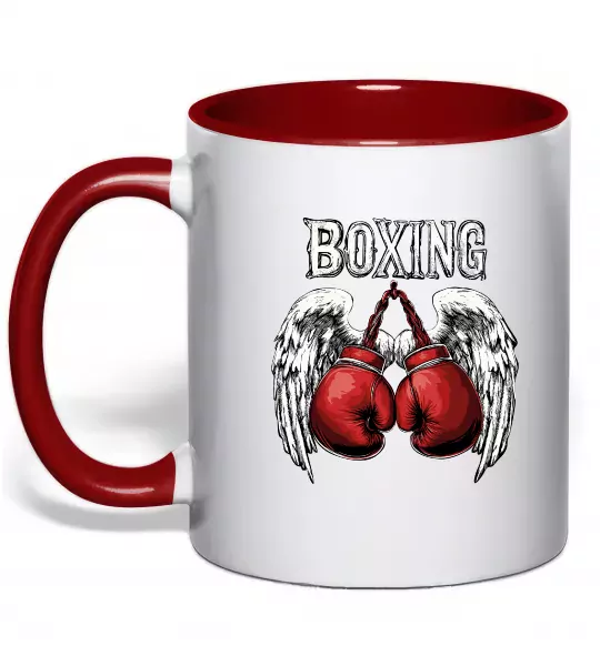 Чашка з кольоровою ручкою Boxing wings Червоний фото