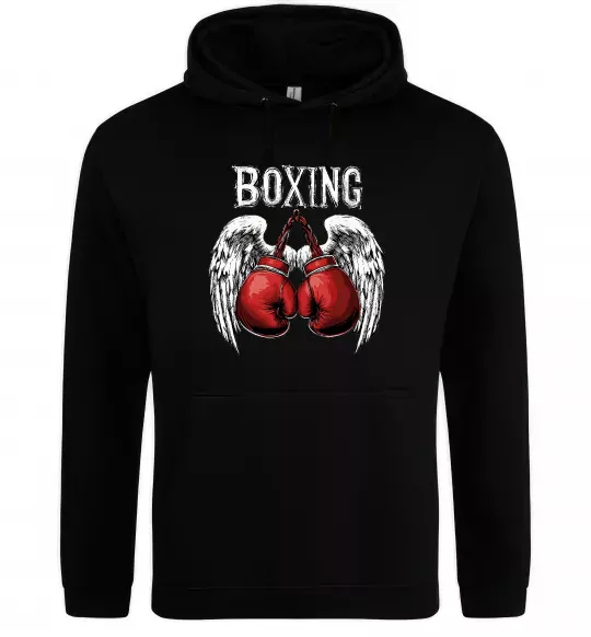 Мужская толстовка (худи) Boxing wings Черный фото