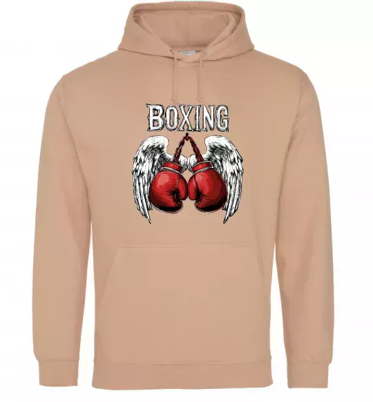 Мужская толстовка (худи) Boxing wings Песочный фото