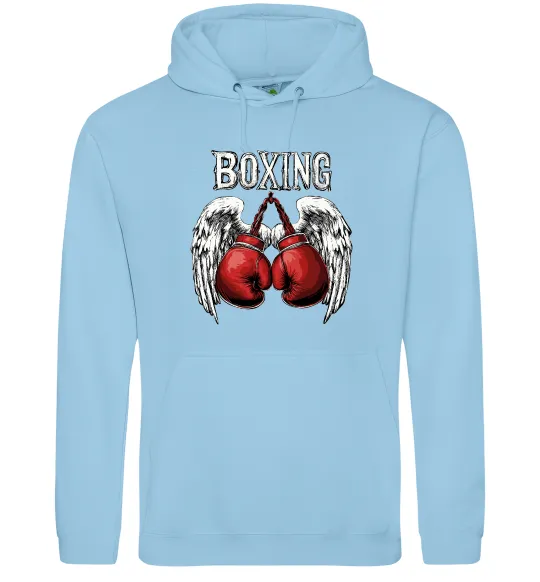 Мужская толстовка (худи) Boxing wings Голубой фото