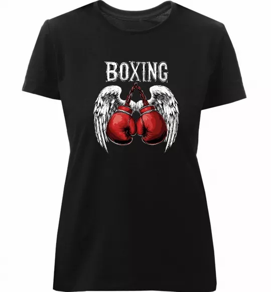 Жіноча преміум футболка Boxing wings Чорний фото