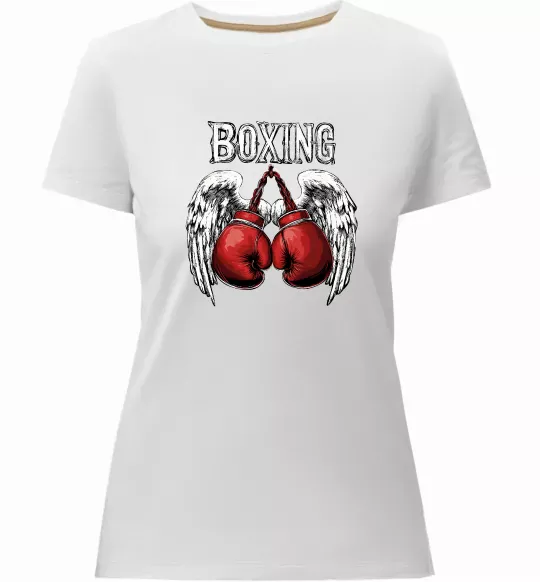 Жіноча преміум футболка Boxing wings Білий фото