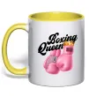 Чашка с цветной ручкой Boxing queen Солнечно желтый фото