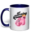 Чашка с цветной ручкой Boxing queen Глубокий темно-синий фото